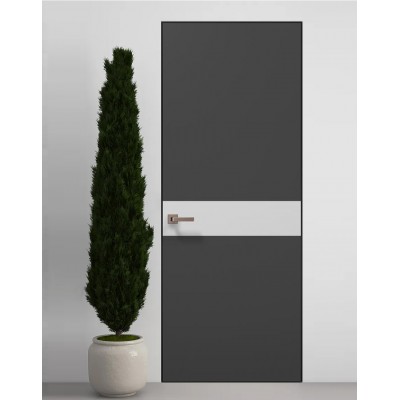 Двери скрытые Папа Карло PL-03 Темно серый супермат, кромка алюминий черный