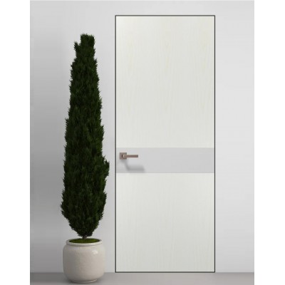 Двері приховані Папа Карло PL-03 Ясен білий, кромка алюміній чорний