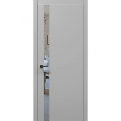 Двері Папа Карло PLATO PL-04 Сірий матовий, кромка алюміній срібло