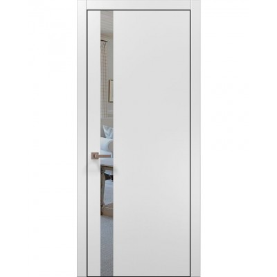 Двері Папа Карло PLATO PL-04 Білий матовий, кромка алюміній чорний