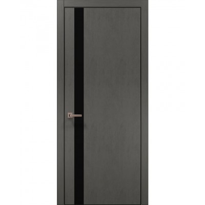 Двері Папа Карло PLATO PL-04 Бетон сірий, кромка алюміній чорний