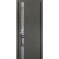 Двері Папа Карло PLATO PL-04 Бетон сірий, кромка алюміній чорний