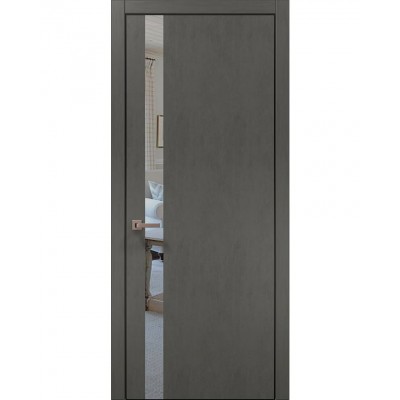 Двері Папа Карло PLATO PL-04 Бетон сірий, кромка алюміній чорний