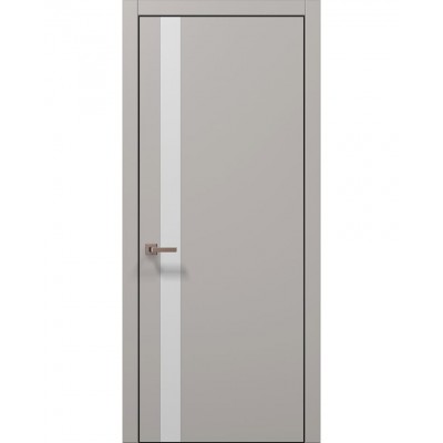 Двери Папа Карло PLATO PL-04 Светло серый супермат, кромка алюминий черный