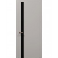 Двері Папа Карло PLATO PL-04 Світло сірий супермат, кромка алюміній чорний