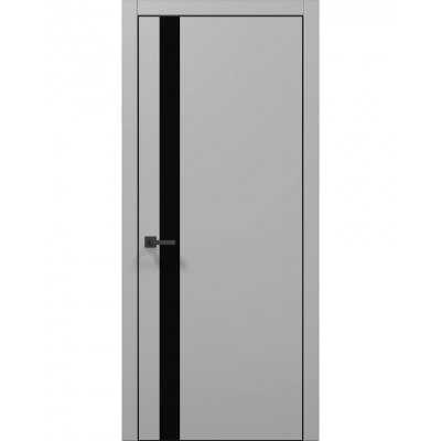 Двери Папа Карло PLATO PL-04 Серый матовый, кромка алюминий черный