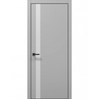 Двери Папа Карло PLATO PL-04 Серый матовый, кромка алюминий черный
