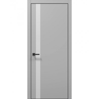 Двери Папа Карло PLATO PL-04 Серый матовый, кромка алюминий черный