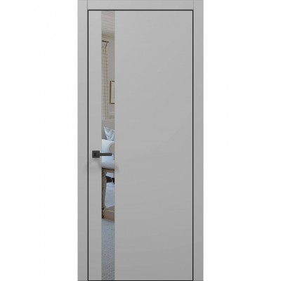 Двери Папа Карло PLATO PL-04 Серый матовый, кромка алюминий черный