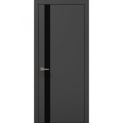 Двері Папа Карло PLATO PL-04 Темно сірий супермат, кромка алюміній чорний