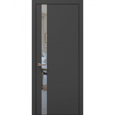 Двері Папа Карло PLATO PL-04 Темно сірий супермат, кромка алюміній чорний