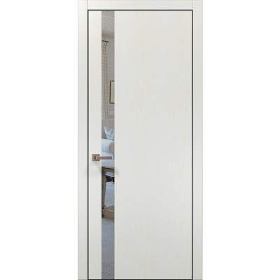 Двері Папа Карло PLATO PL-04 Ясен білий, кромка алюміній чорний