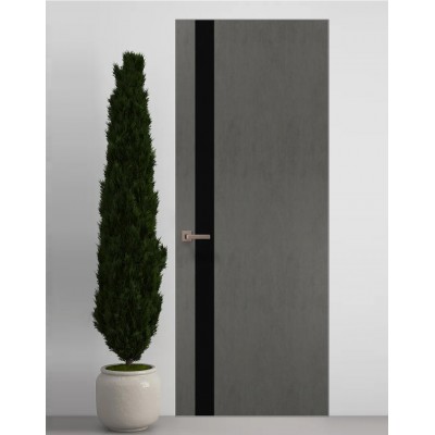 Двери скрытые Папа Карло PL-04 Бетон серый, кромка алюминий серебро