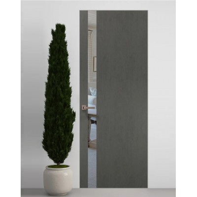 Двери скрытые Папа Карло PL-04 Бетон серый, кромка алюминий серебро