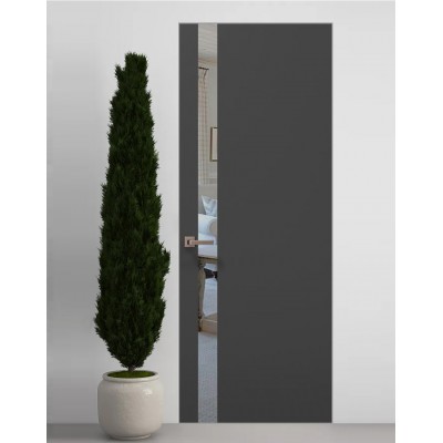 Двери скрытые Папа Карло PL-04 Темно серый супермат, кромка алюминий серебро