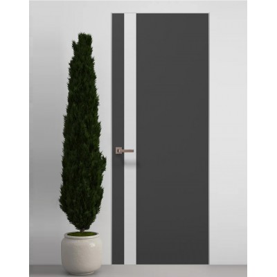 Двери скрытые Папа Карло PL-04 Темно серый супермат, кромка алюминий серебро