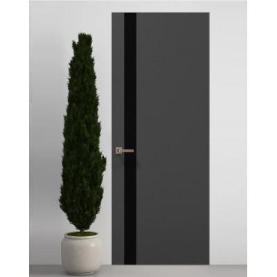 Двери скрытые Папа Карло PL-04 Темно серый супермат, кромка алюминий серебро