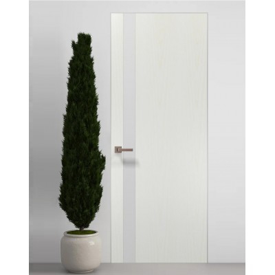 Двери скрытые Папа Карло PL-04 Ясень белый, кромка алюминий серебро