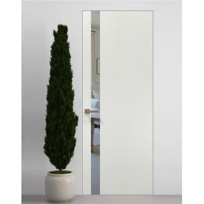 Двери скрытые Папа Карло PL-04 Ясень белый, кромка алюминий серебро