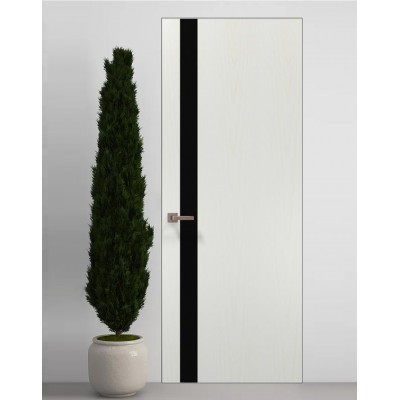 Двери скрытые Папа Карло PL-04 Ясень белый, кромка алюминий серебро