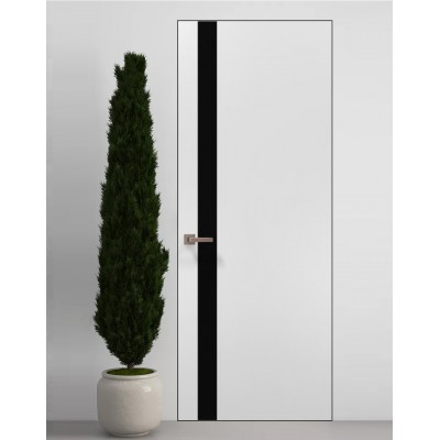 Двери скрытые Папа Карло PL-04 Белый матовый, кромка алюминий черный