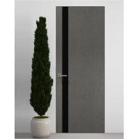 Двері приховані Папа Карло PL-04 Бетон сірий, кромка алюміній чорний