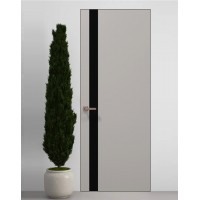 Двери скрытые Папа Карло PL-04 Светло серый супермат, кромка алюминий черный