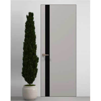 Двери скрытые Папа Карло PL-04 Светло серый супермат, кромка алюминий черный