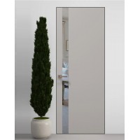 Двери скрытые Папа Карло PL-04 Светло серый супермат, кромка алюминий черный