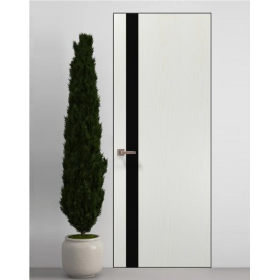 Двери скрытые Папа Карло PL-04 Ясень белый, кромка алюминий черный