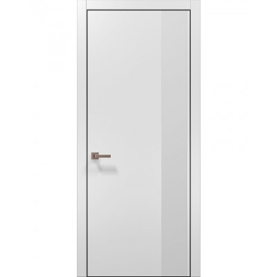 Двері Папа Карло PLATO PL-05 Білий матовий, кромка алюміній чорний