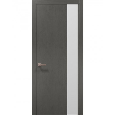 Двери Папа Карло PLATO PL-05 Бетон серый, кромка алюминий черный