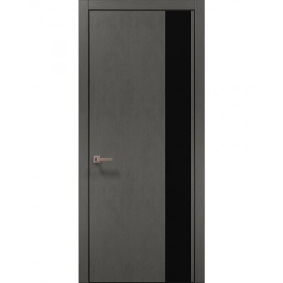 Двери Папа Карло PLATO PL-05 Бетон серый, кромка алюминий черный