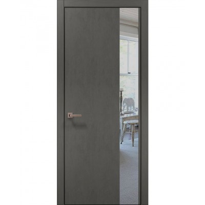 Двери Папа Карло PLATO PL-05 Бетон серый, кромка алюминий черный