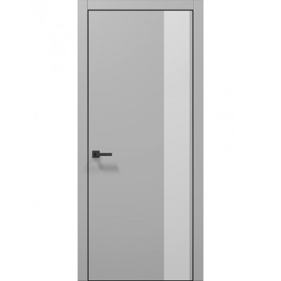Двері Папа Карло PLATO PL-05 Сірий матовий, кромка алюміній чорний