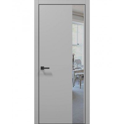 Двері Папа Карло PLATO PL-05 Сірий матовий, кромка алюміній чорний