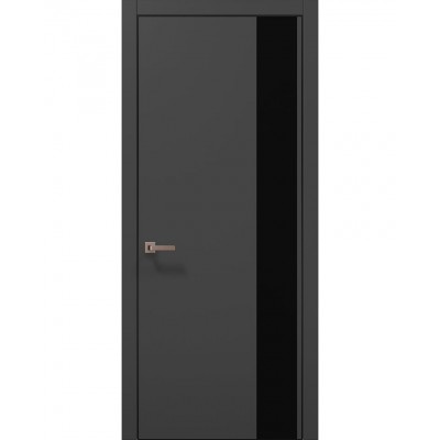 Двері Папа Карло PLATO PL-05 Темно сірий супермат, кромка алюміній чорний