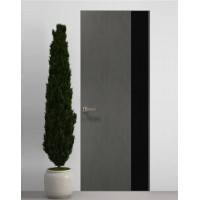 Двери скрытые Папа Карло PL-05 Бетон серый, кромка алюминий серебро