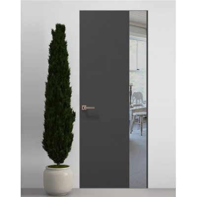 Двери скрытые Папа Карло PL-05 Темно серый супермат, кромка алюминий серебро