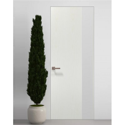 Двері приховані Папа Карло PL-05 Ясен білий, кромка алюміній срібло