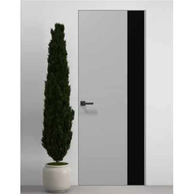 Двери скрытые Папа Карло PL-05 Серый матовый, кромка алюминий серебро