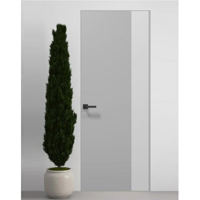 Двери скрытые Папа Карло PL-05 Серый матовый, кромка алюминий серебро