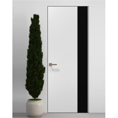 Двери скрытые Папа Карло PL-05 Белый матовый, кромка алюминий черный