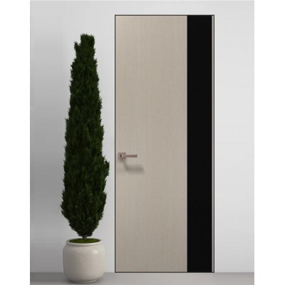 Двери скрытые Папа Карло PL-05 Дуб кремовый, кромка алюминий черный