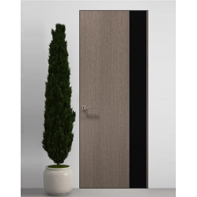 Двері приховані Папа Карло PL-05 Дуб сірий, кромка алюміній чорний