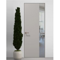 Двери скрытые Папа Карло PL-05 Светло серый супермат, кромка алюминий черный