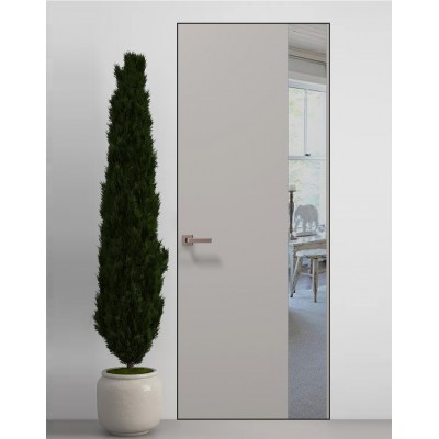 Двери скрытые Папа Карло PL-05 Светло серый супермат, кромка алюминий черный