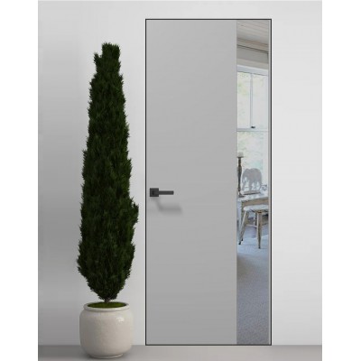 Двери скрытые Папа Карло PL-05 Серый матовый, кромка алюминий черный