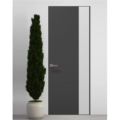 Двері приховані Папа Карло PL-05 Темно сірий супермат, кромка алюміній чорний