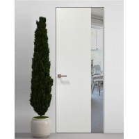 Двери скрытые Папа Карло PL-05 Ясень белый, кромка алюминий черный